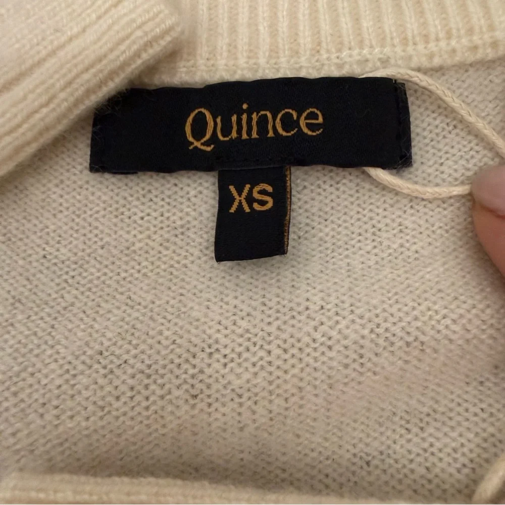 Quince Mongolian Cashmere V-Neck Sweater Pullover in Ivory Size XS - Picture 5 of 7